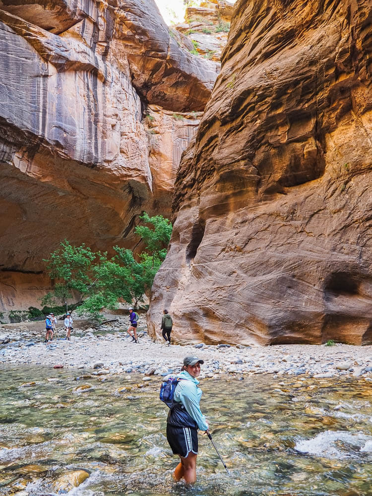 Rachel wading in the Virgin River