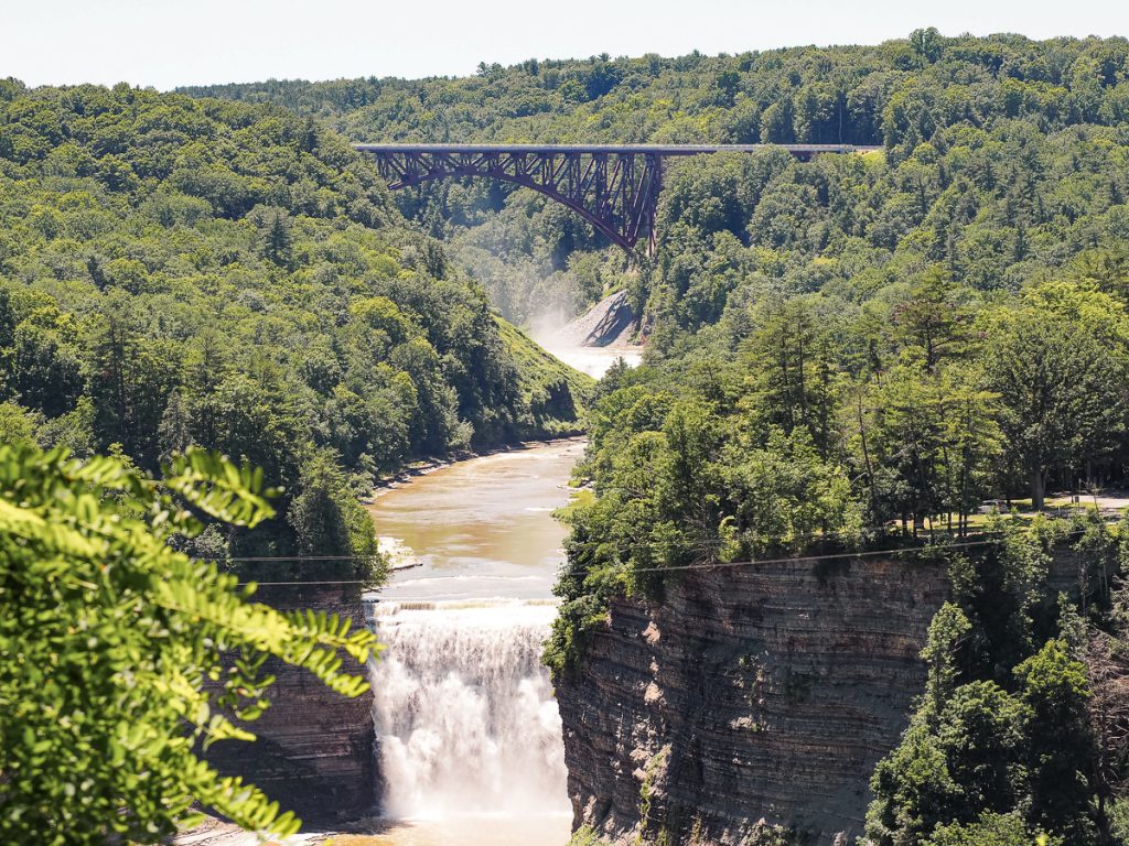 Different cascades of the waterfall in Letchworth State Park