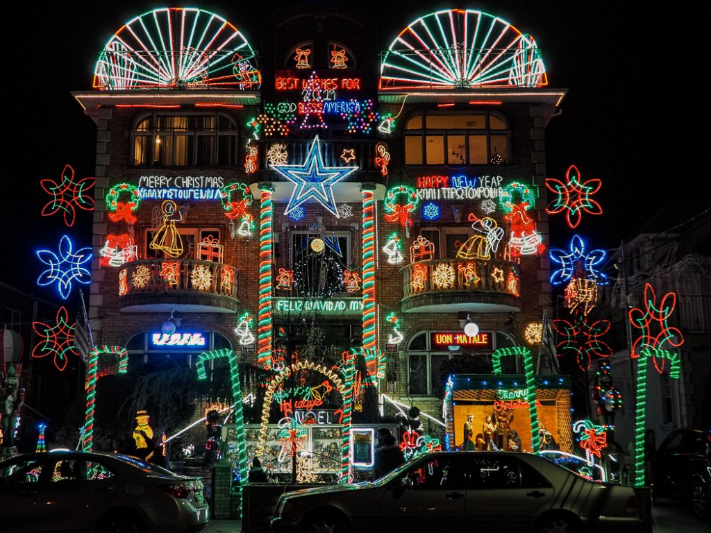 See the Christmas Lights in Dyker Heights is one of the most fun things to do at night in NYC in the winter