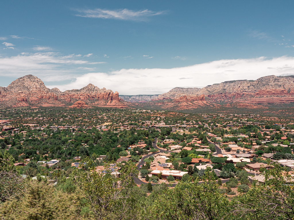 View of Sedona with its red rock formations