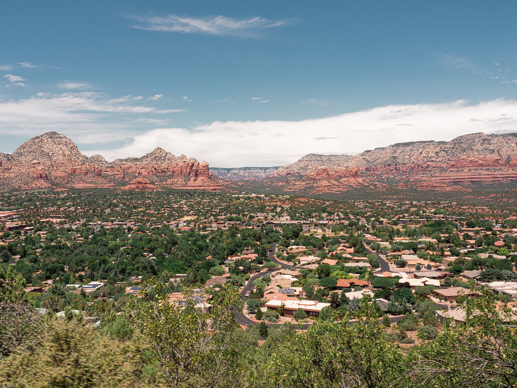 View of Sedona with its red rock formations