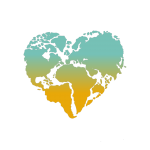 World map in shape of heart logo