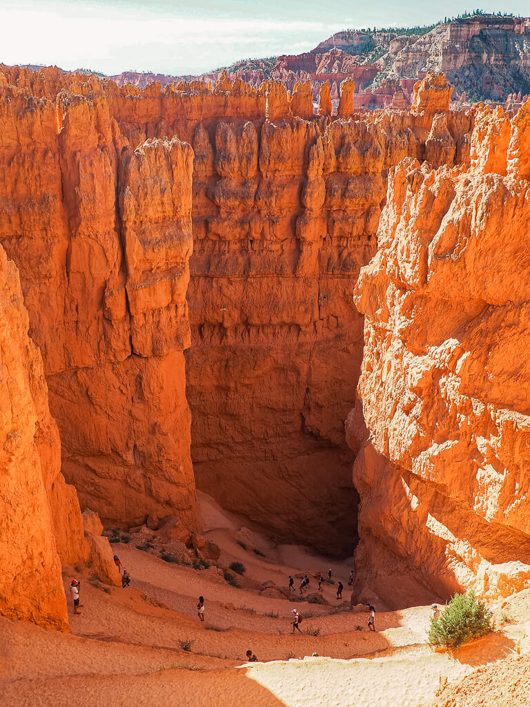 Surrounded by high canyon walls in Bryce Canyon in one day