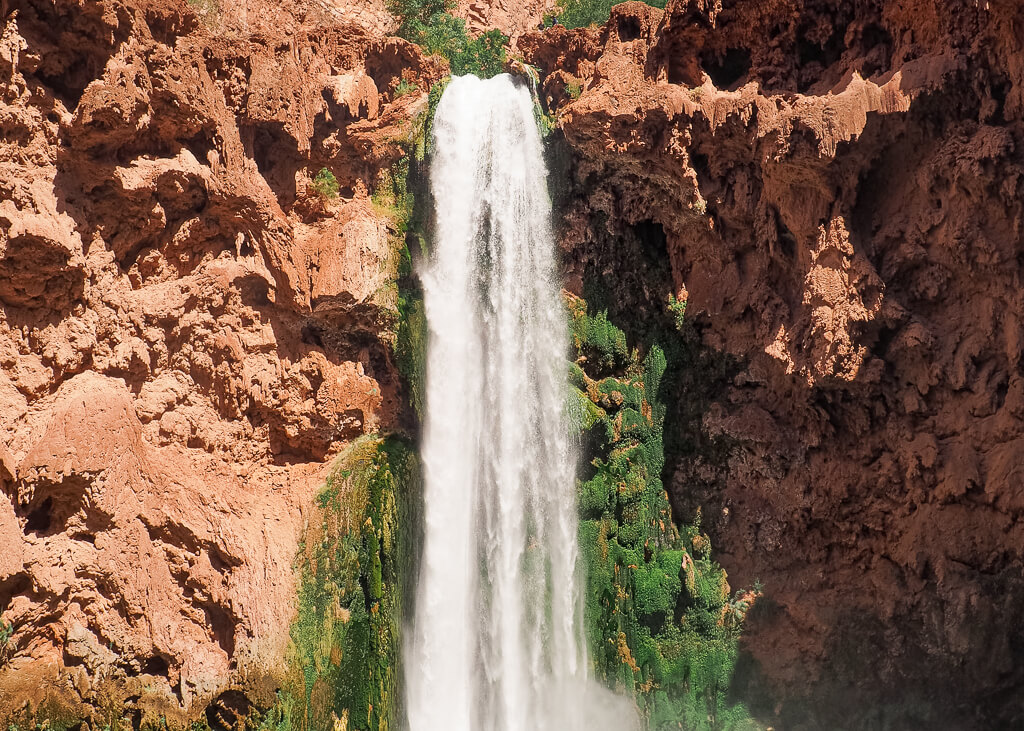 Water dropping down Mooney Falls