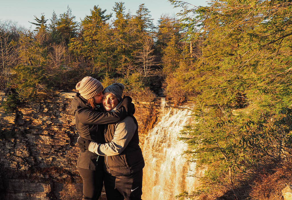 Us standing in front of Verkeerderkill Falls