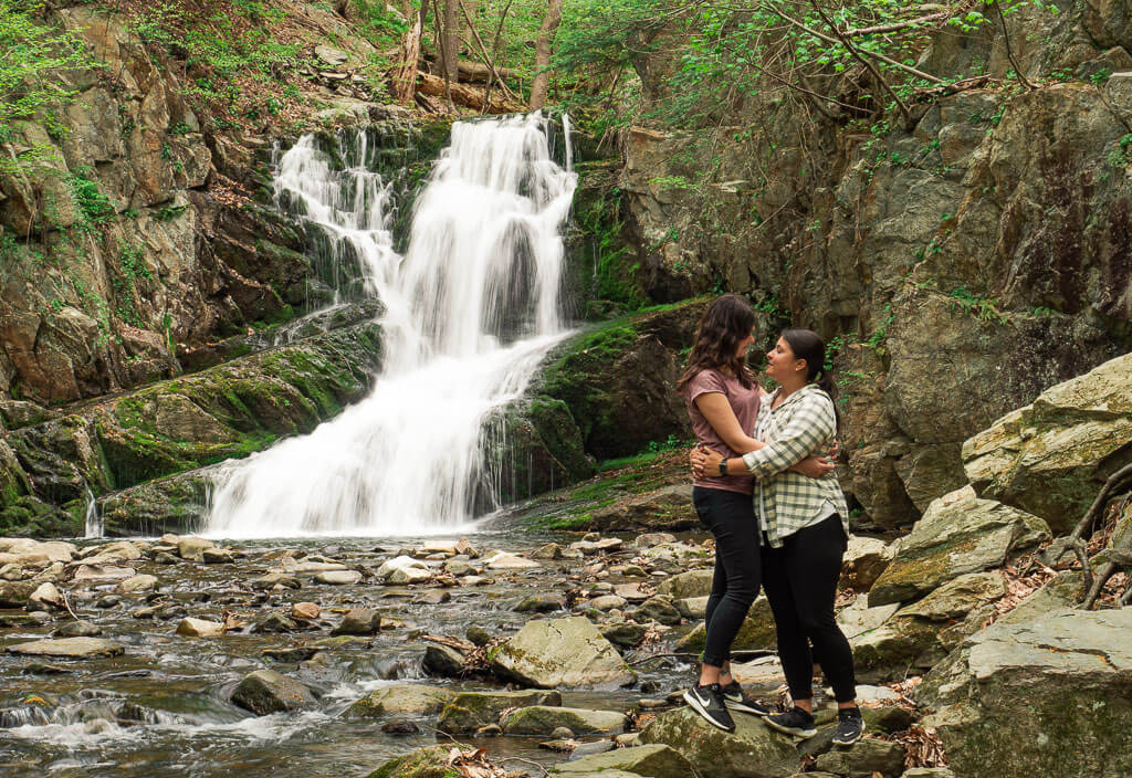 Us standing in front of Indian Brook Falls