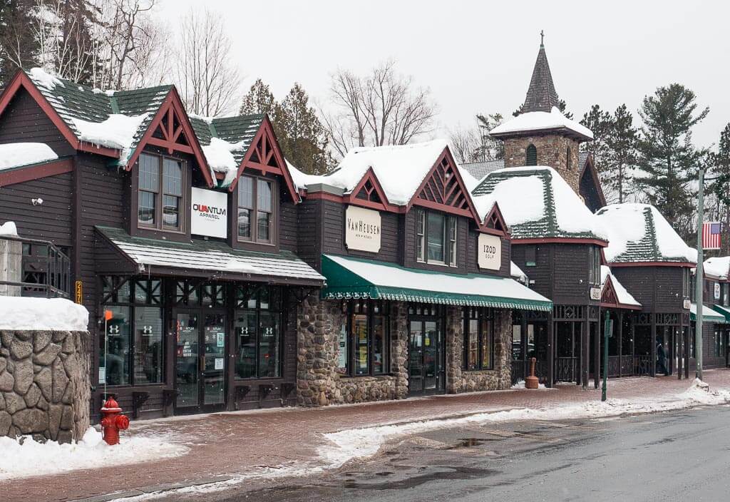 Main Street in the winter in Lake Placid