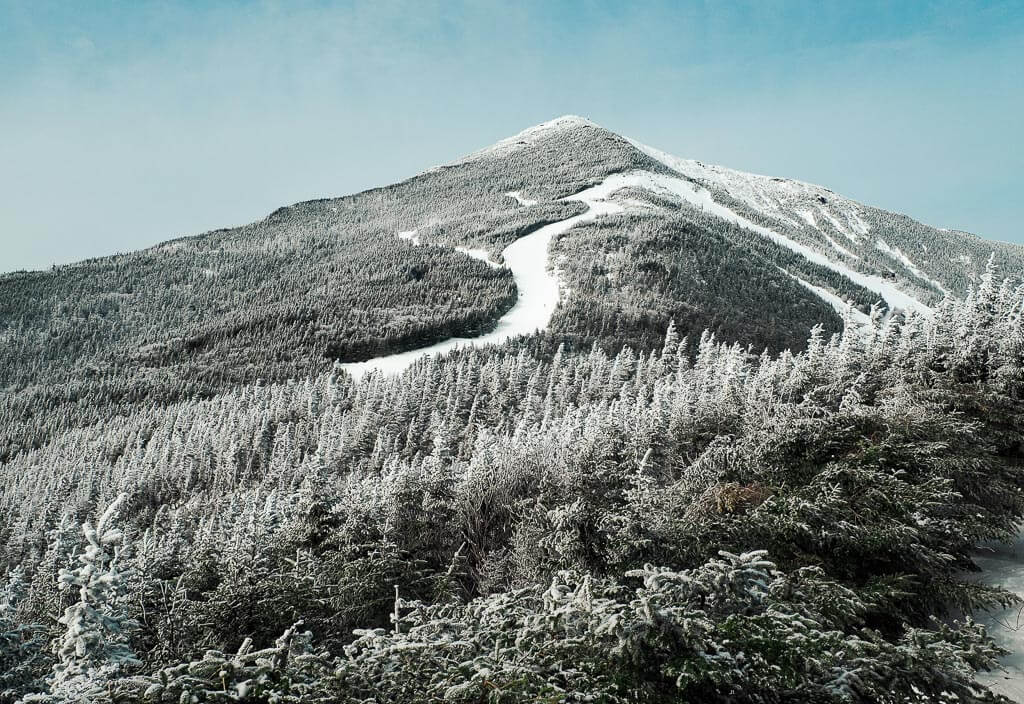 Top of Whiteface Mountain in the winter in Lake Placid