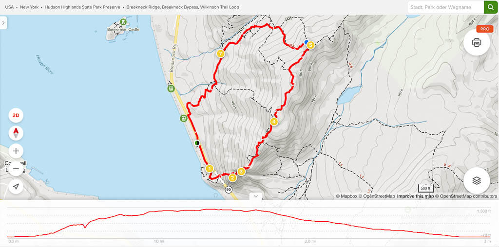 Breakneck Ridge Long Loop Map