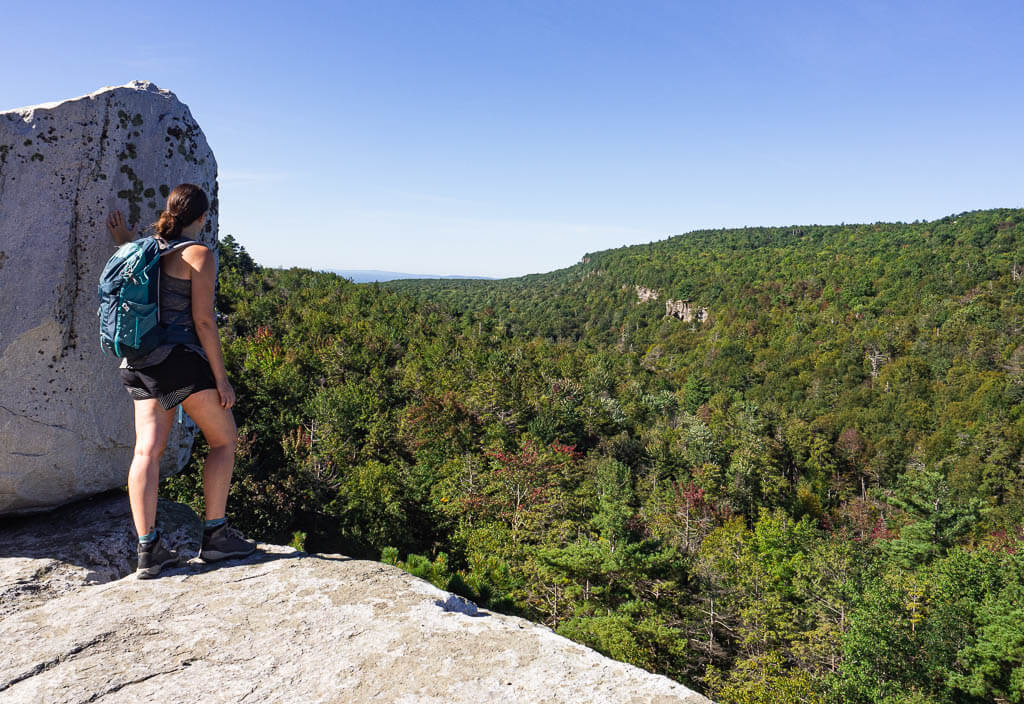 Dana overlooking the valley along Gertrudes Nose Trail