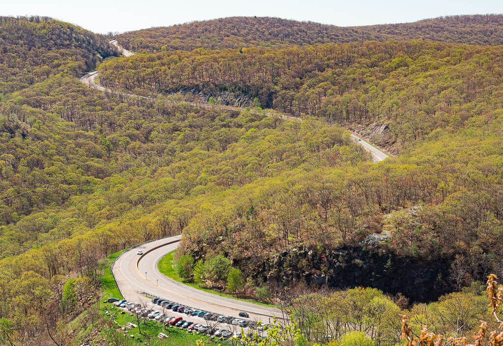 View of a windy road from Storm Kind Mountain