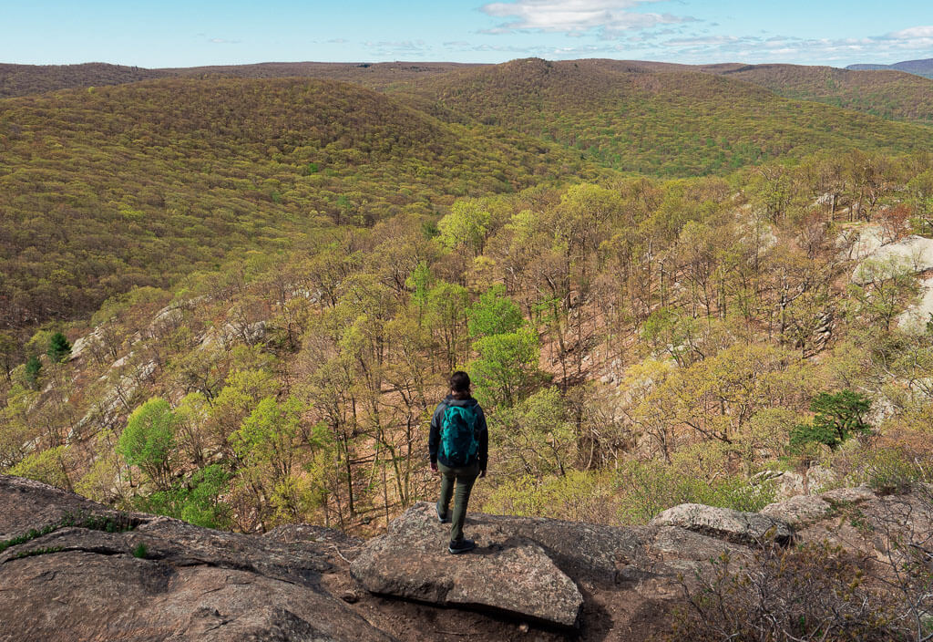 Dana overlooking the valley at Storm Kind Mountain