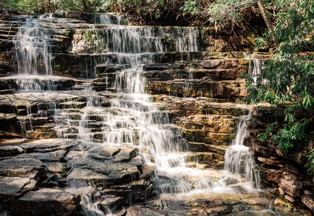 Cascading waterfall while hiking the Hudson Valley