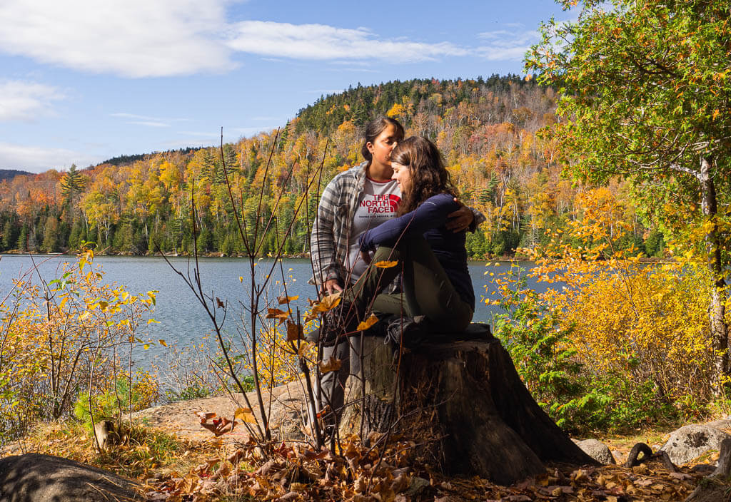 uUs sitting in front of the Heart Lake