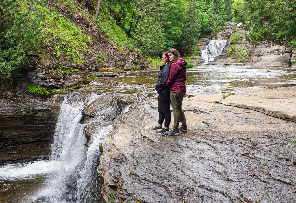 Us standing at the cascading Whitaker Falls, one of our favourite waterfalls in NY