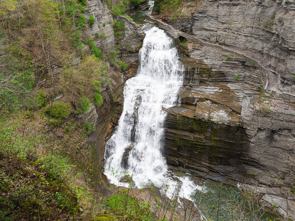 Lucifer Falls is rushing down a high cliff