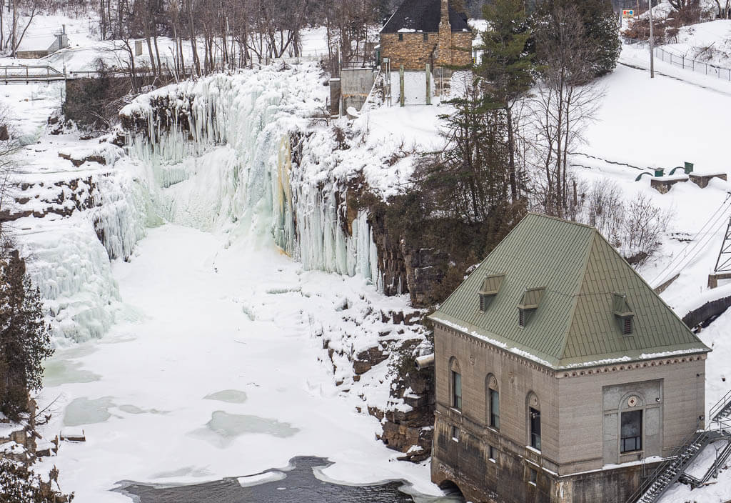 Frozen Rainbow Falls in Ausable Chasm