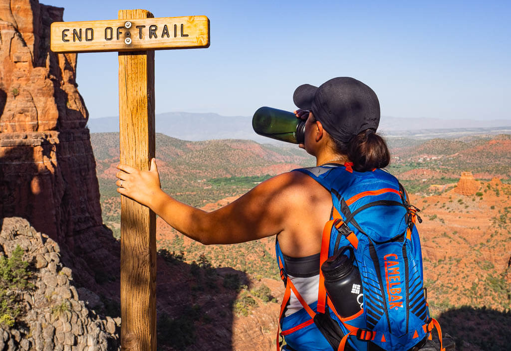 End of Trail sign on top of cathedral Rock hike in Sedona