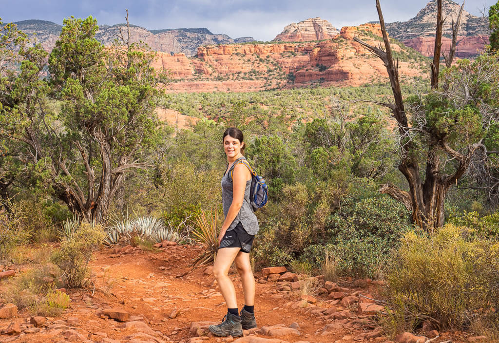 Dana hiking on the Devils Bridge trail