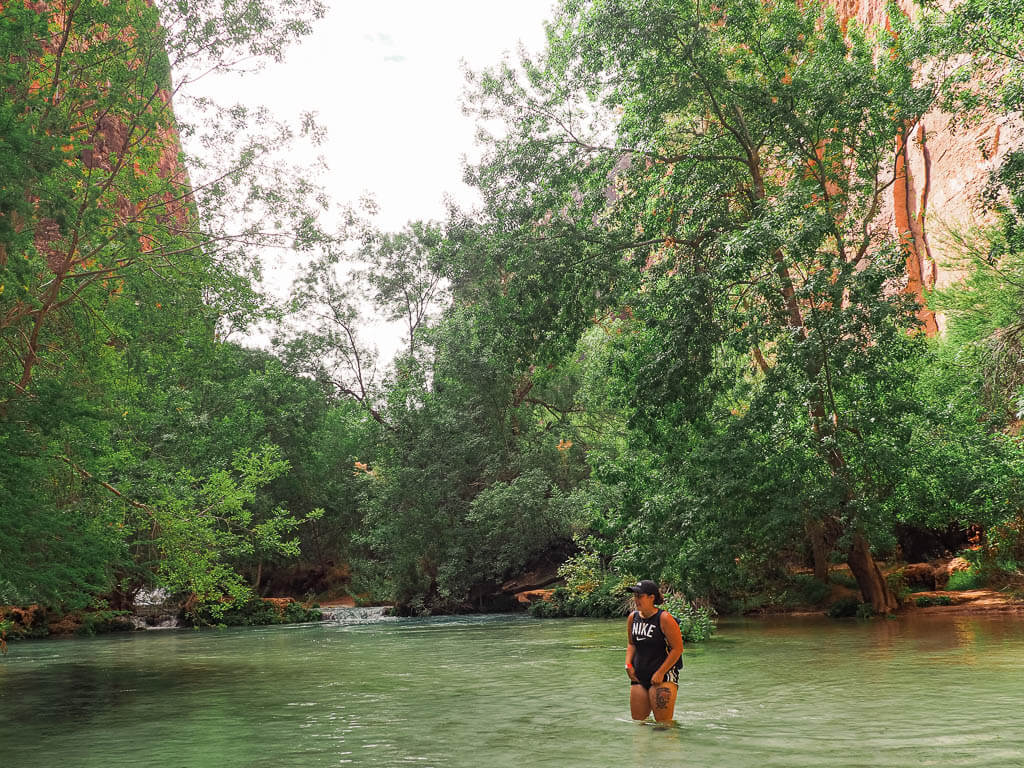 Rachel wading in Havasu Creek