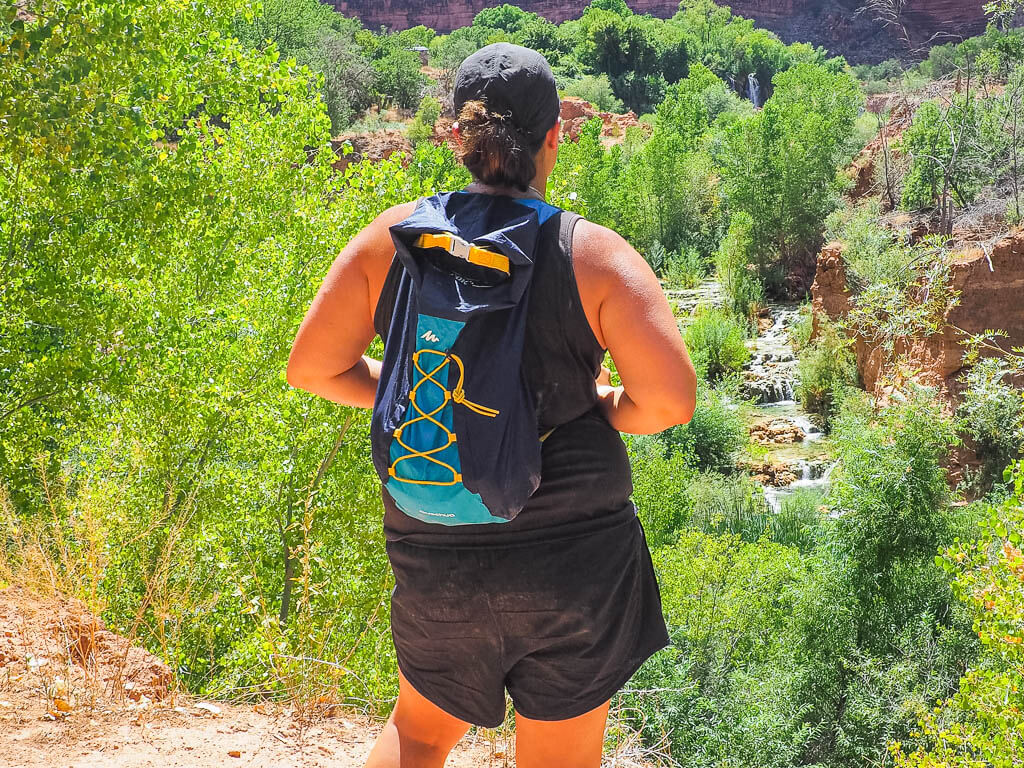 Rachel wearing a day pack in Havasupai