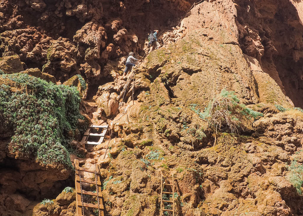 Vertical descend on the Mooney Falls hike