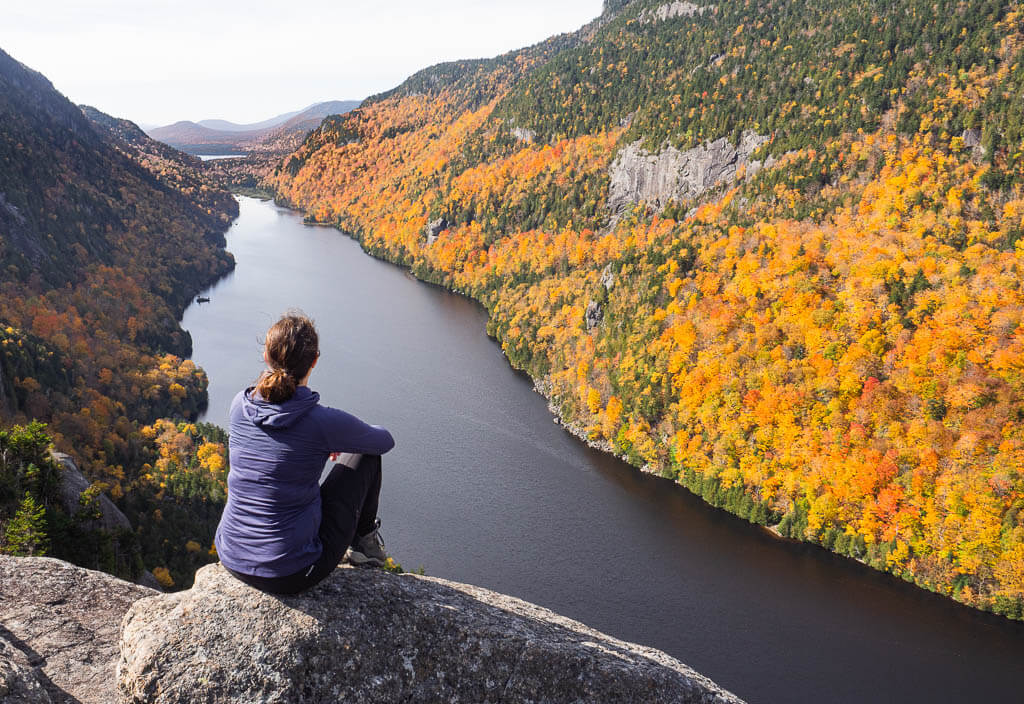 Dana overlooking Lower Ausable Lake from the Fishhawk Cliffs Overlook