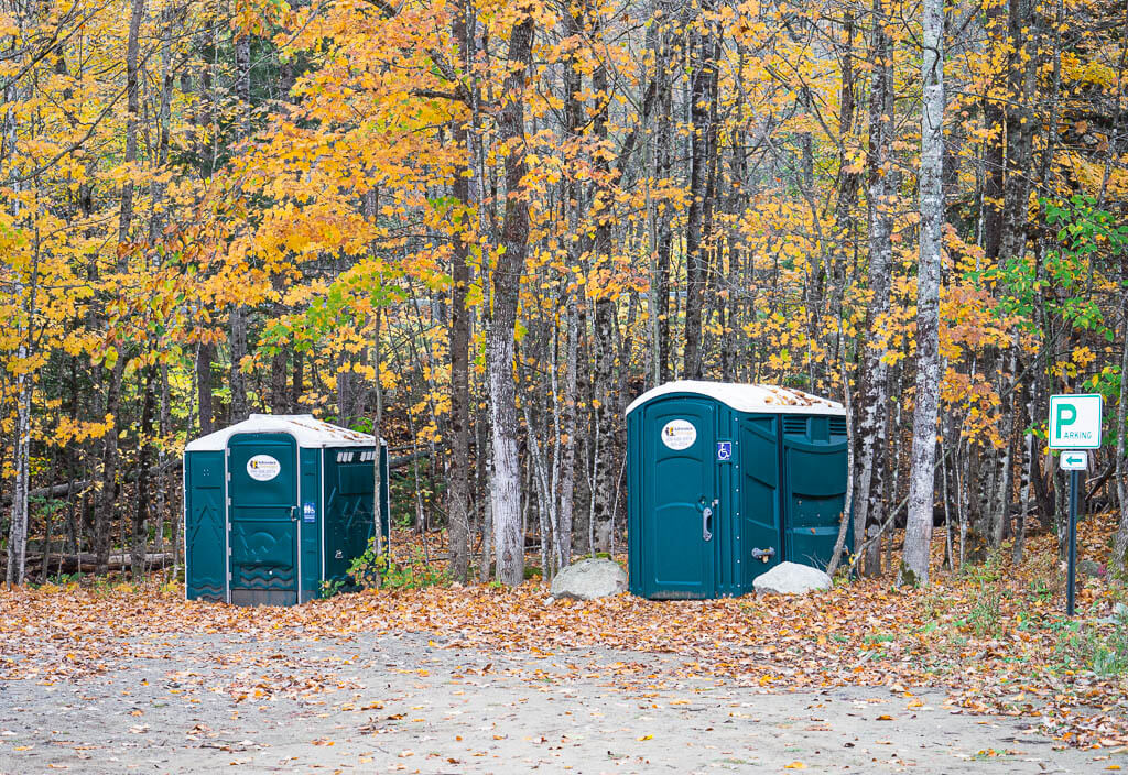 Portable toilets at the Indian Head trailhead