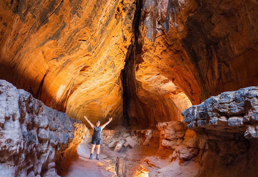 Rachel standing in the Soldiers Pass Cave