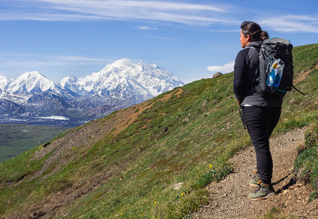 Rachel looking at Denali