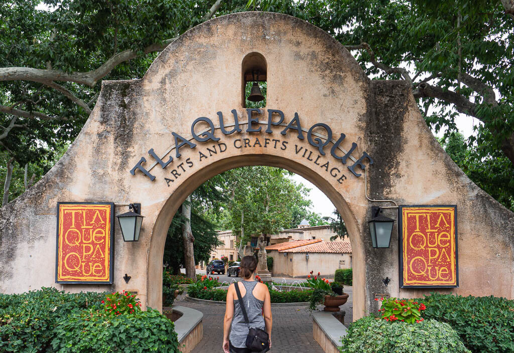 Dana entering the Tlaquepaque Arts and Craft Village