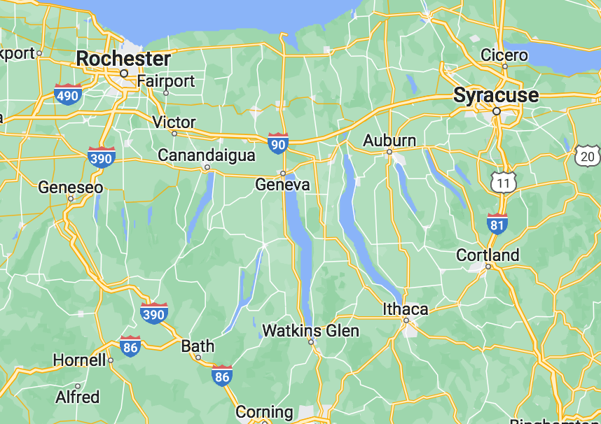 Location of Finger Lakes in NY on Google Maps