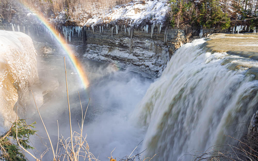 Rainbow next to the Middle Falls in Letchworth State Park