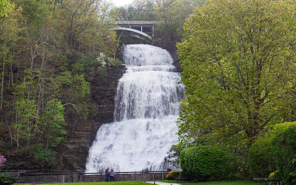 One of the Finger Lakes waterfalls in the middle of the city