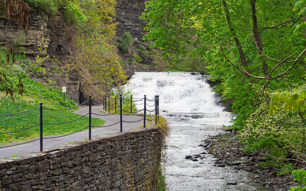 First Finger Lakes waterfalls on the Cascadilla Gorge Trail