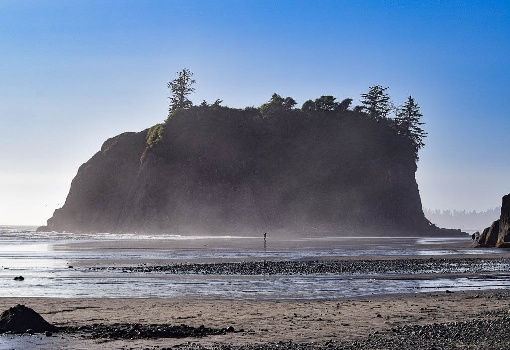 Big rock formation in the ocean in one of the west coast national parks. 