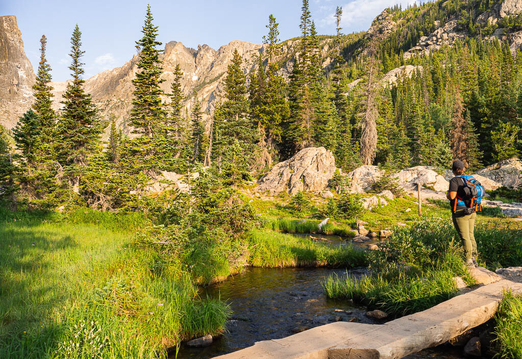 Rachel walking in the Rocky Mountains National Park