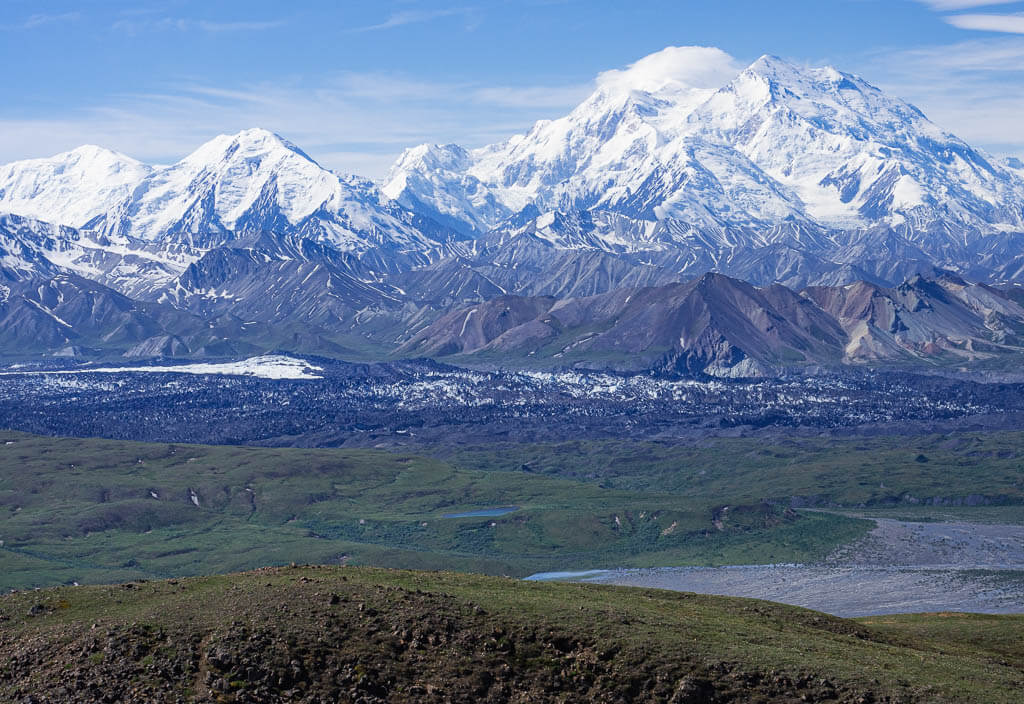 Clear view of Mt. Denali in Alaska