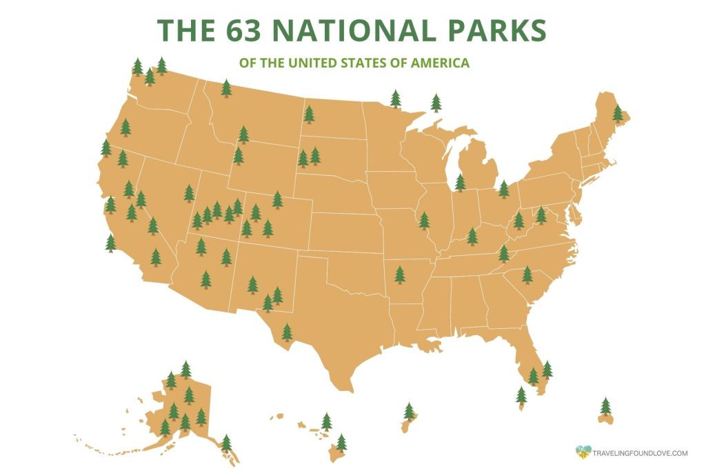 US National Parks on a Map