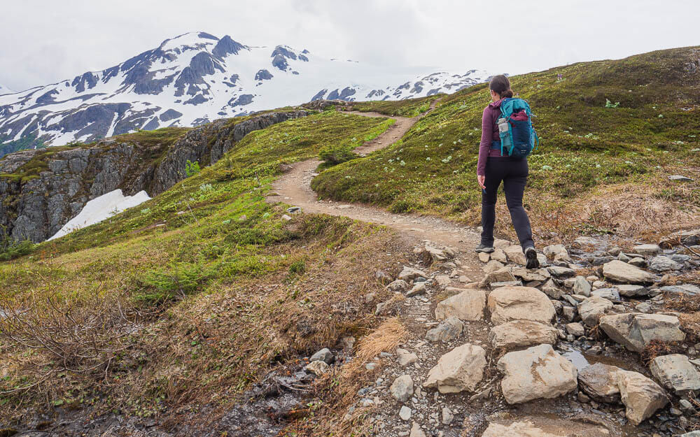 Dana hiking on the Harding Icefield