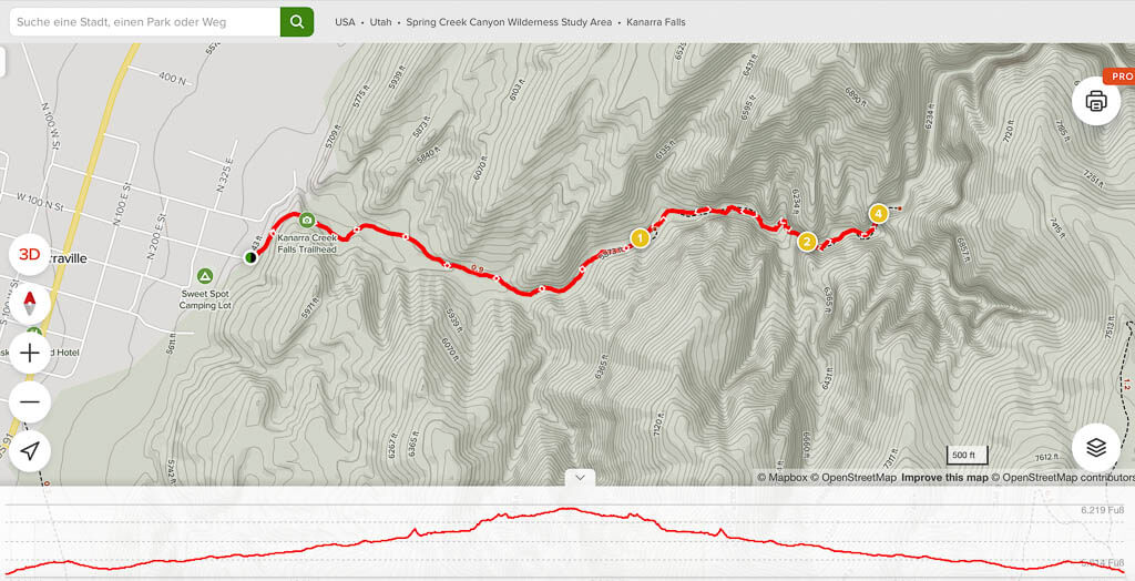 Trail Map of Kanarra Falls