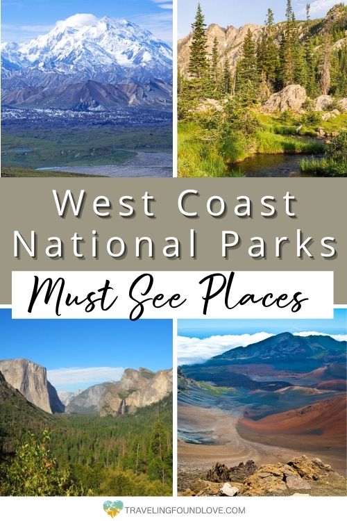 Top Left: Mt. Denali, Top right: Rocky Mountains, Bottom Left: Granites in Yosemite, Bottom right: Volcanoes on Hawaii