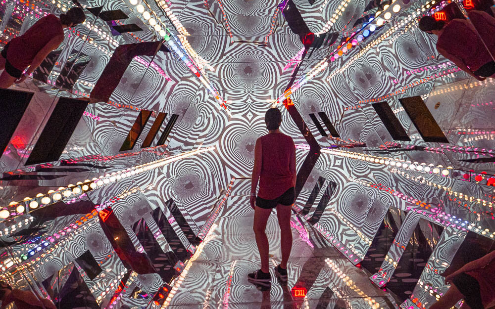 Dana in the walking in kaleidoscope in the museum of sex