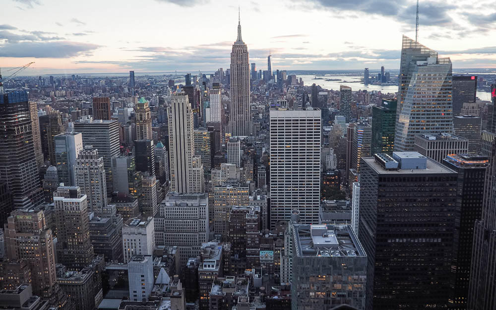 View of the Empire State building from Top of the Rocks, a NYC bucket list place