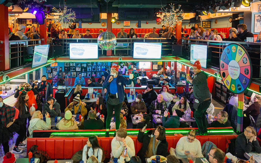 Inside of Ellen's Stardust Diner, one of the most entertaining restaurants for your 4 day New York itinerary