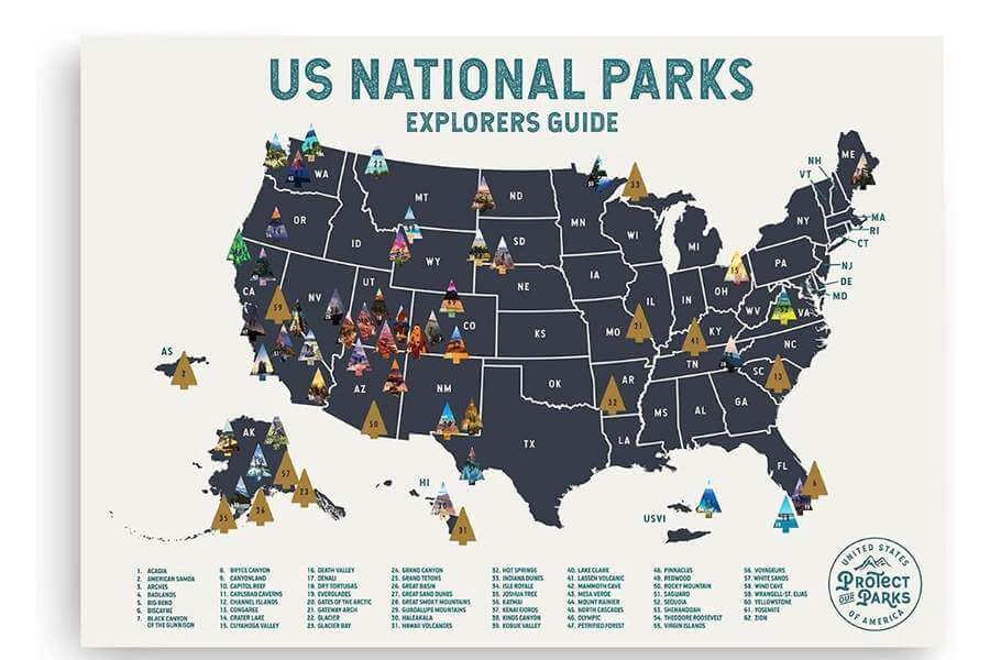 Blue National Park Scratch off Ma