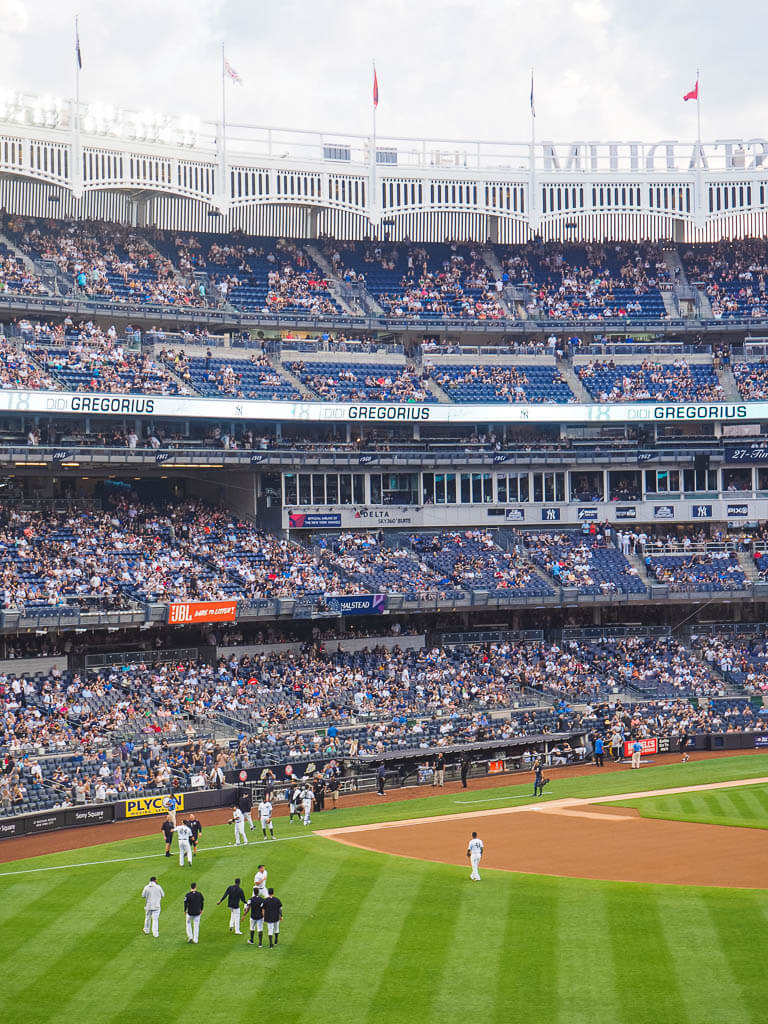 Baseball field in the Yankee stadium, a NYC bucket list destination