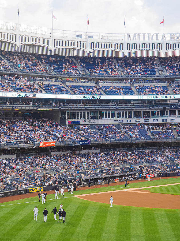 Baseball field in a stadium in New York