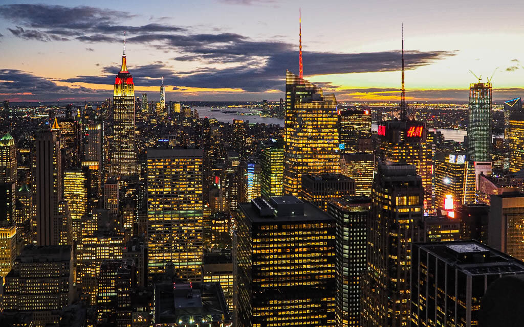 New York City illuminated at night