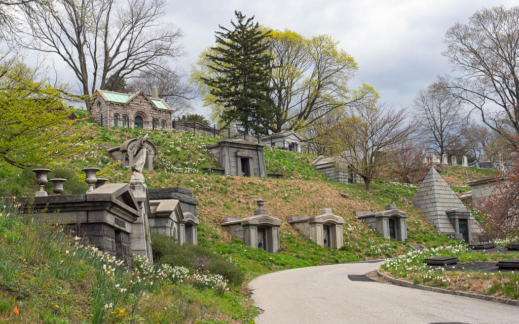 Various gravestones on Green-Wood Cemetery